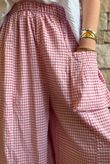 Arbi Gingham Pocket Culotte Pant Indian Pink